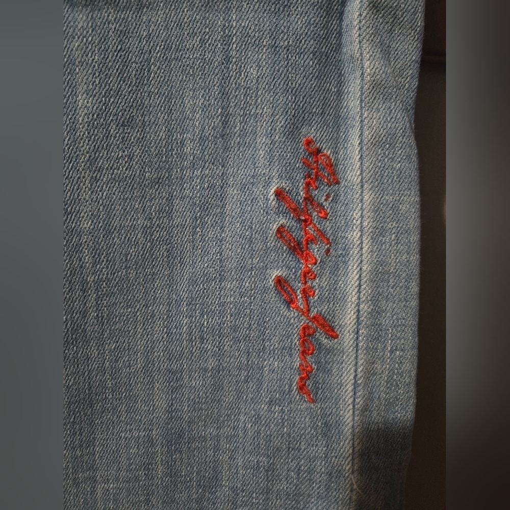 Tommy Hilfiger Tribeca Star Love You More Straight Jeans Womens Size 12 Y2K - Picture 6 of 11